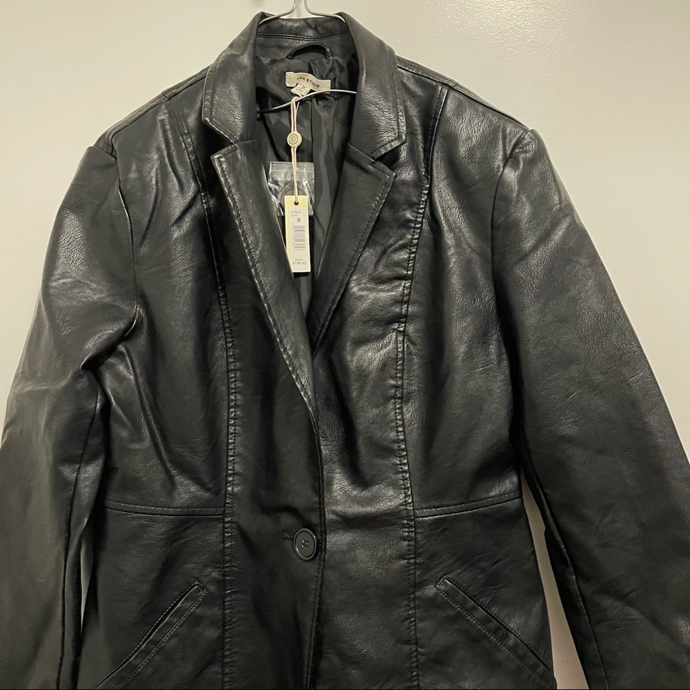 Max Studio Women's Long Leatherette Jacket - Picture 4 of 9
